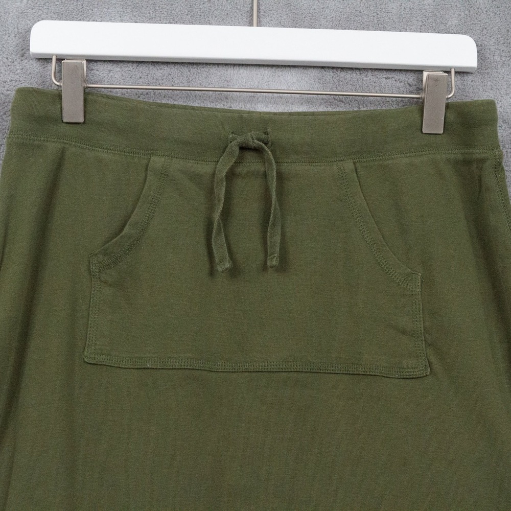 VTG Y2K 90s Knit Drawstring Mini Skirt Kangaroo‎ Pocket Athletic Green Sz M - Picture 2 of 6